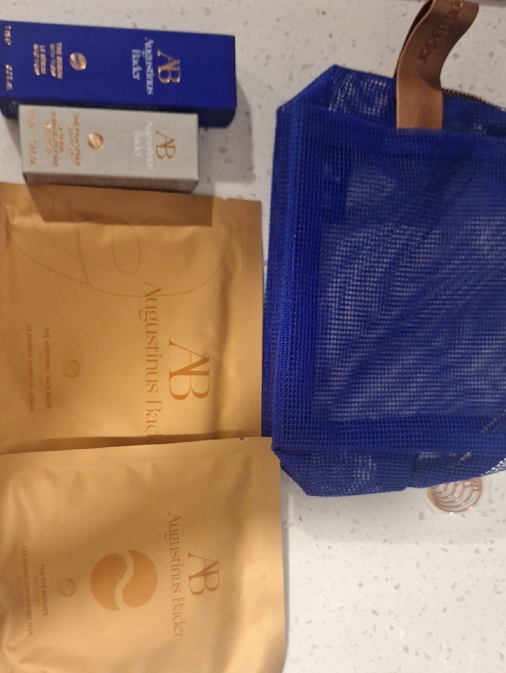 Augustinus Bader Skincare & Navy Mesh Tote
